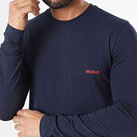 HUGO - Tee Shirt Manches Longues Linked 50524716 Bleu Marine