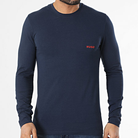 HUGO - Tee Shirt Manches Longues Linked 50524716 Bleu Marine