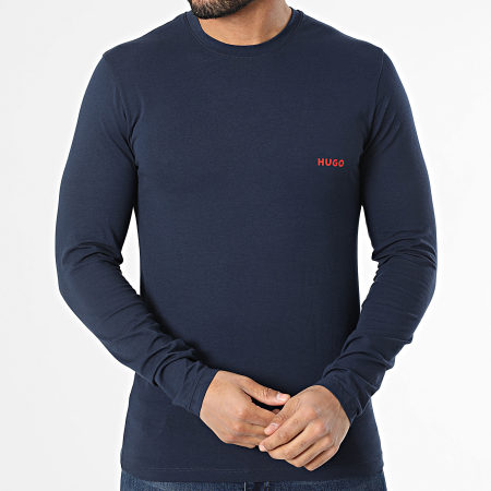 HUGO - Tee Shirt Manches Longues Linked 50524716 Bleu Marine