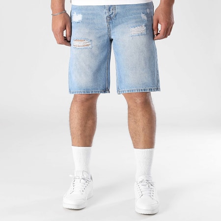 LBO - Short Jean Relaxed Destroy 0324 Bleu Denim