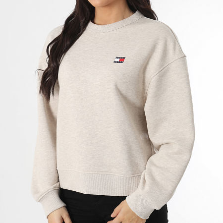 Tommy Jeans - Sweat Crewneck Femme Boxy Badge 9408 Beige Chiné