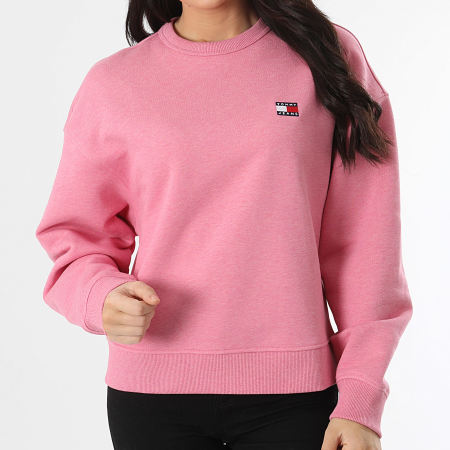 Tommy Jeans - Sweat Crewneck Femme Boxy Badge 9408 Rose Chiné