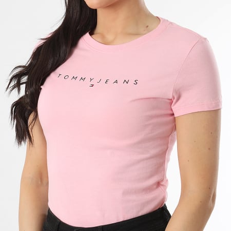 Tommy Jeans - Tee Shirt Femme Slim Linear 8398 Rose