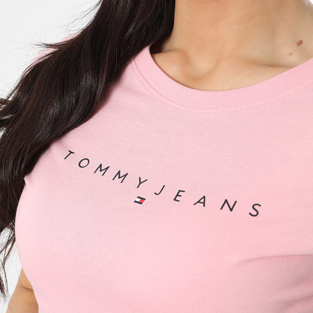Tommy Jeans - Tee Shirt Femme Slim Linear 8398 Rose