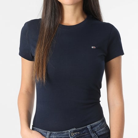 Tommy Jeans - Lot De 2 Tee Shirts Slim Femme 1366 Blanc Bleu Marine