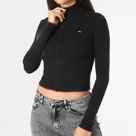 Tommy Jeans - Chaleco con cremallera para mujer 9337 Negro