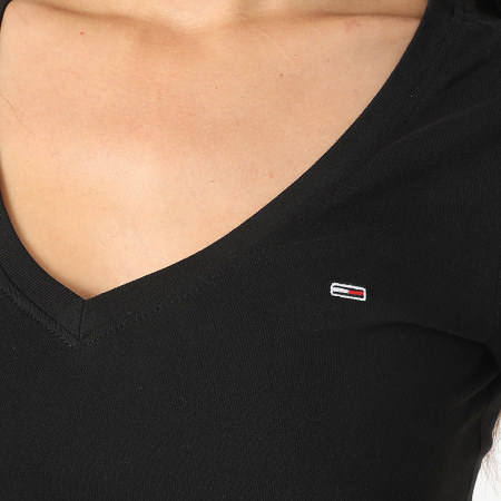 Tommy Jeans - Lot De 2 Tee Shirts Slim Col V Femme 1367 Noir Blanc
