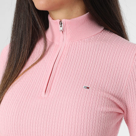 Tommy Jeans - Vestido jersey cuello cremallera 9490 Rosa
