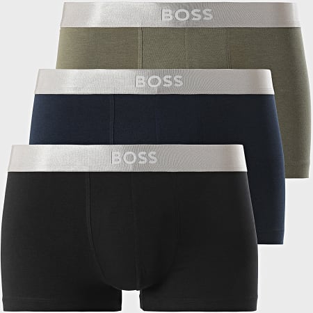 BOSS - Lot De 3 Boxers Metallic 50514998 Vert Kaki Bleu Marine Noir