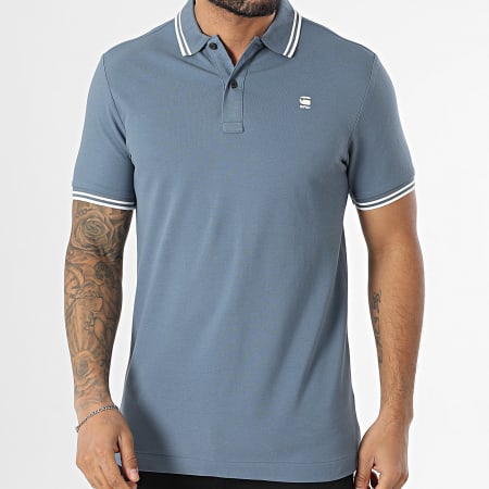 G-Star - Polo Manches Courtes Dunda Slim Stripe D17127-5864 Gris Bleu