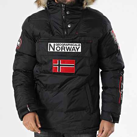 Geographical Norway - Black Bilboquet Fur Hooded Down Jacket - Ryses