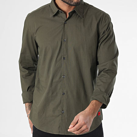 slim fit dress slacks Women's Perfectly Aligned Dark Olive Stripe Long Sleeve Shirt Dress | Color: Green | Size: L