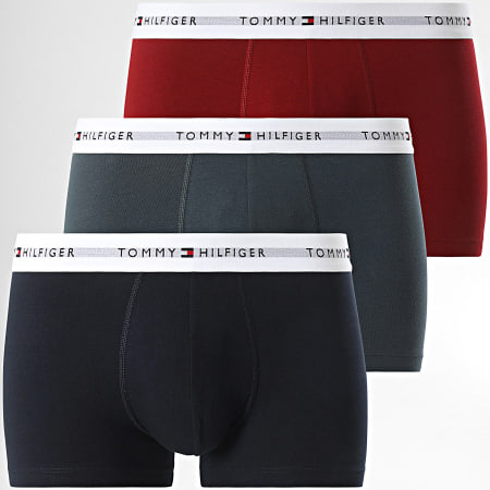 Tommy Hilfiger - Set De 3 Boxers Trunk 2761 Burdeos Azul Marino Gris Carbón