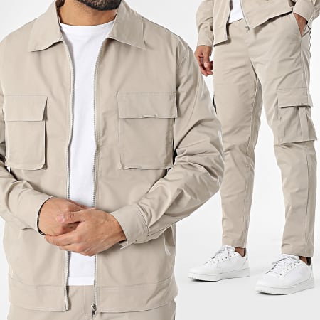 Frilivin - Ensemble Veste zippée Et Pantalon Cargo Beige