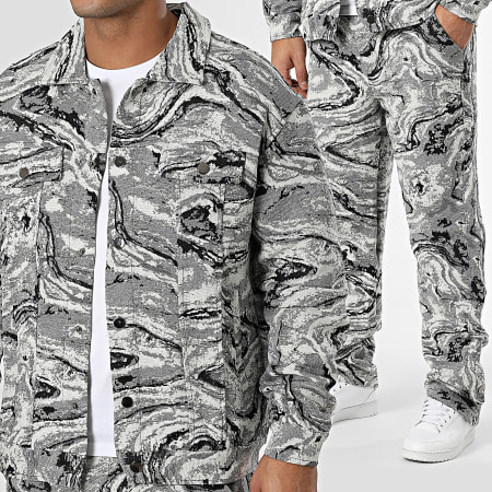 Frilivin - Ensemble Veste Et Pantalon Noir Gris Blanc