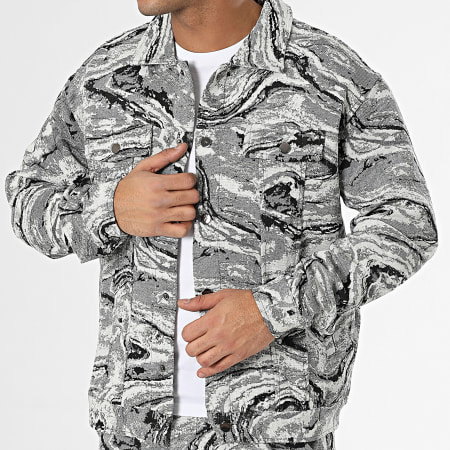 Frilivin - Ensemble Veste Et Pantalon Noir Gris Blanc