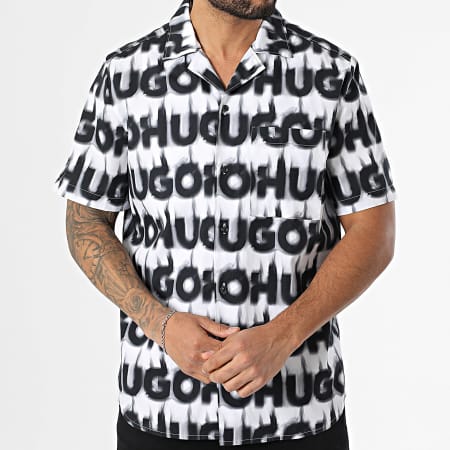 HUGO - Chemise Manches Courtes Ellino 50534240 Blanc Noir