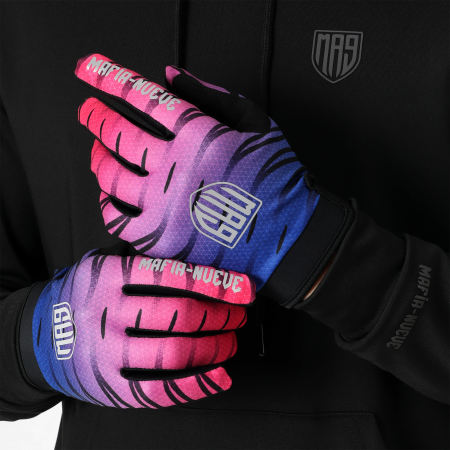 MA9 Mafia Nueve - Azul Marino Violeta Rosa Logotipo Reflectante Guantes