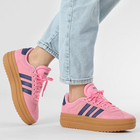 Adidas Sportswear - Sneakers Femme VL Court Bold JI1789 Bliss Pink Dark Blue Gold Metallic