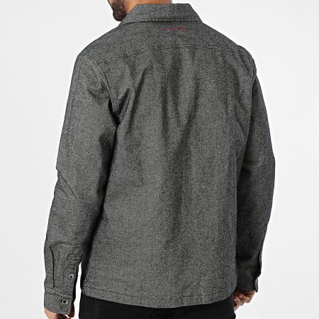 Teddy Smith - Stuart 10716992D Camisa negra con cremallera y ribetes a cuadros