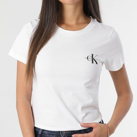 Calvin Klein - Lot De 2 Tee Shirts Slim Femme 9734 Blanc Rouge Brique