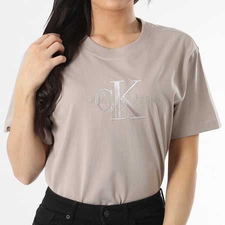 Calvin Klein - Tee Shirt Oversize Large Femme 4798 Taupe