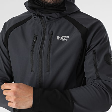 Comme Des Loups - Veste Zippée Capuche Soft R Gris Anthracite Noir