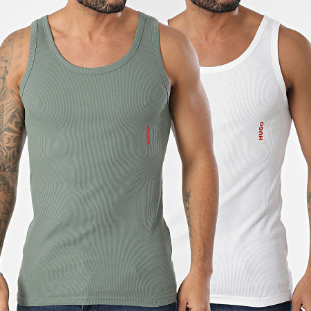 HUGO - Lote de 2 camisetas de tirantes 50532634 Blanco Verde Caqui