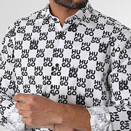 HUGO - Chemise Manches Longues Ermo 50534257 Blanc Noir