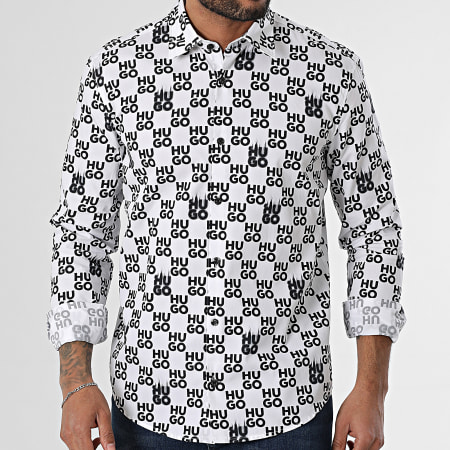 HUGO - Chemise Manches Longues Ermo 50534257 Blanc Noir