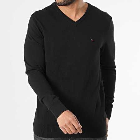 Tommy Hilfiger - Pull Col V Essential Cotton 4745 Noir