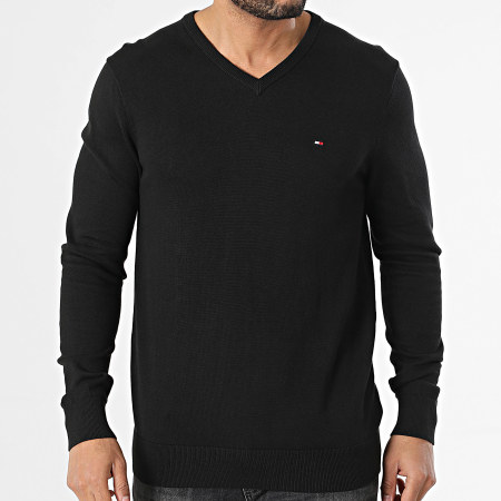 Tommy Hilfiger - Pull Col V Essential Cotton 4745 Noir