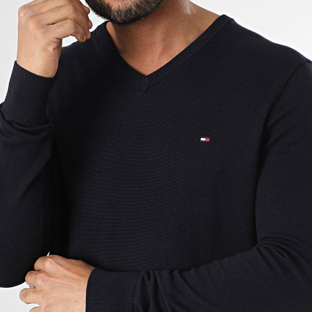 Tommy Hilfiger - Essential Cotton 4745 Jersey azul marino con cuello en V