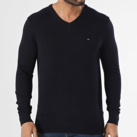 Tommy Hilfiger - Essential Cotton 4745 Jersey azul marino con cuello en V