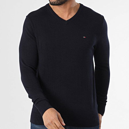 Tommy Hilfiger - Essential Cotton 4745 Jersey azul marino con cuello en V