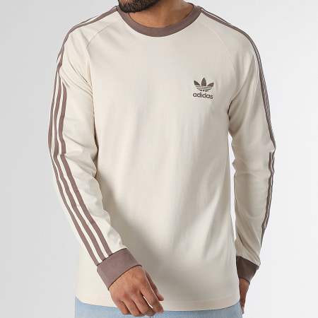 Adidas Originals - Tee Shirt Manches Longues 3 Stripes JN7022 Beige Marron
