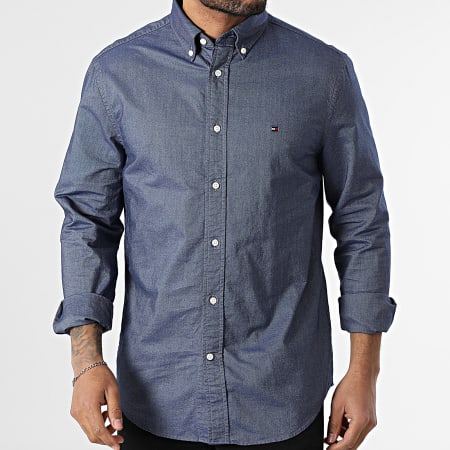 Tommy Hilfiger - Chemise Manches Longues Solid Heritage Oxford 5774 Bleu Marine Chiné