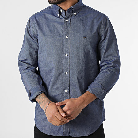 Tommy Hilfiger - Chemise Manches Longues Solid Heritage Oxford 5774 Bleu Marine Chiné