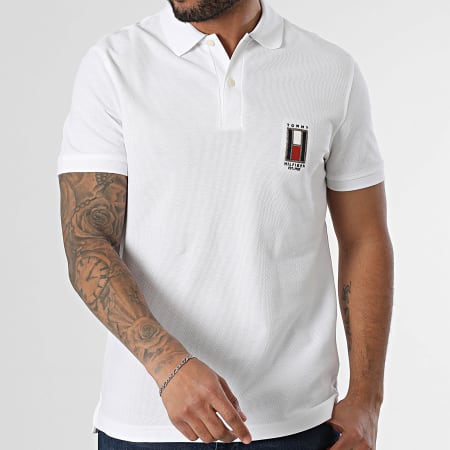 Tommy Hilfiger - Polo Manches Courtes Vertical Flag 6790 Blanc