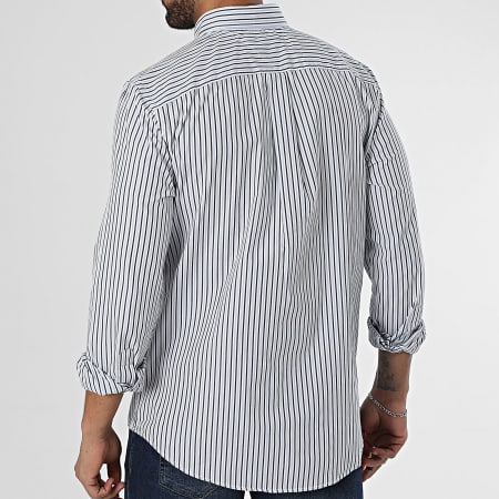 Tommy Hilfiger - Flex Poplin Classic 7549 Blanco Negro Camisa de Manga Larga a Rayas