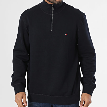 Tommy Hilfiger - Sweat Col Zippé Essential 7233 Bleu Marine
