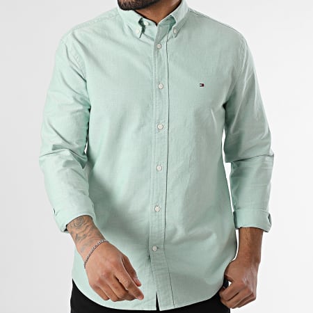 Tommy Hilfiger - Camisa de manga larga Oxford Heritage 5774 Verde