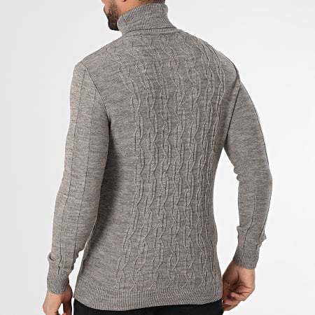 Classic Series - Pull Col Roulé Gris Chiné
