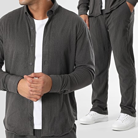 Classic Series - Charcoal grijs shirt met lange mouwen en joggingbroek set