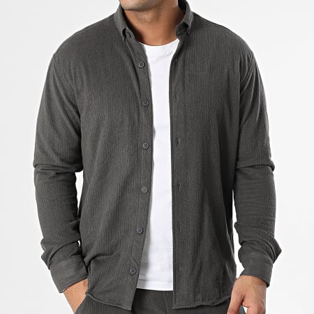 Classic Series - Charcoal grijs shirt met lange mouwen en joggingbroek set