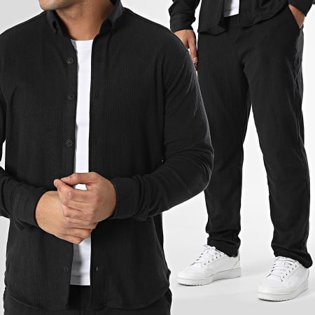 Classic Series - Ensemble Chemise Manches Longues Et Pantalon Jogging Noir