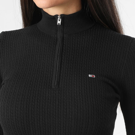 Tommy Jeans - Vestido jersey cuello cremallera 9490 Negro