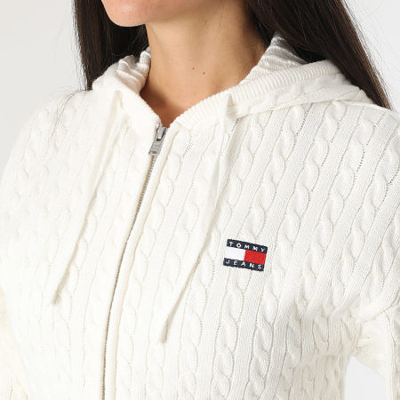 Tommy Jeans - Sudadera con capucha y cremallera Badge para mujer 9334 Blanco