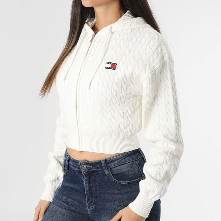 Tommy Jeans - Sudadera con capucha y cremallera Badge para mujer 9334 Blanco