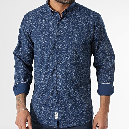 Long Sleeve Navy Blue Floral Shirt